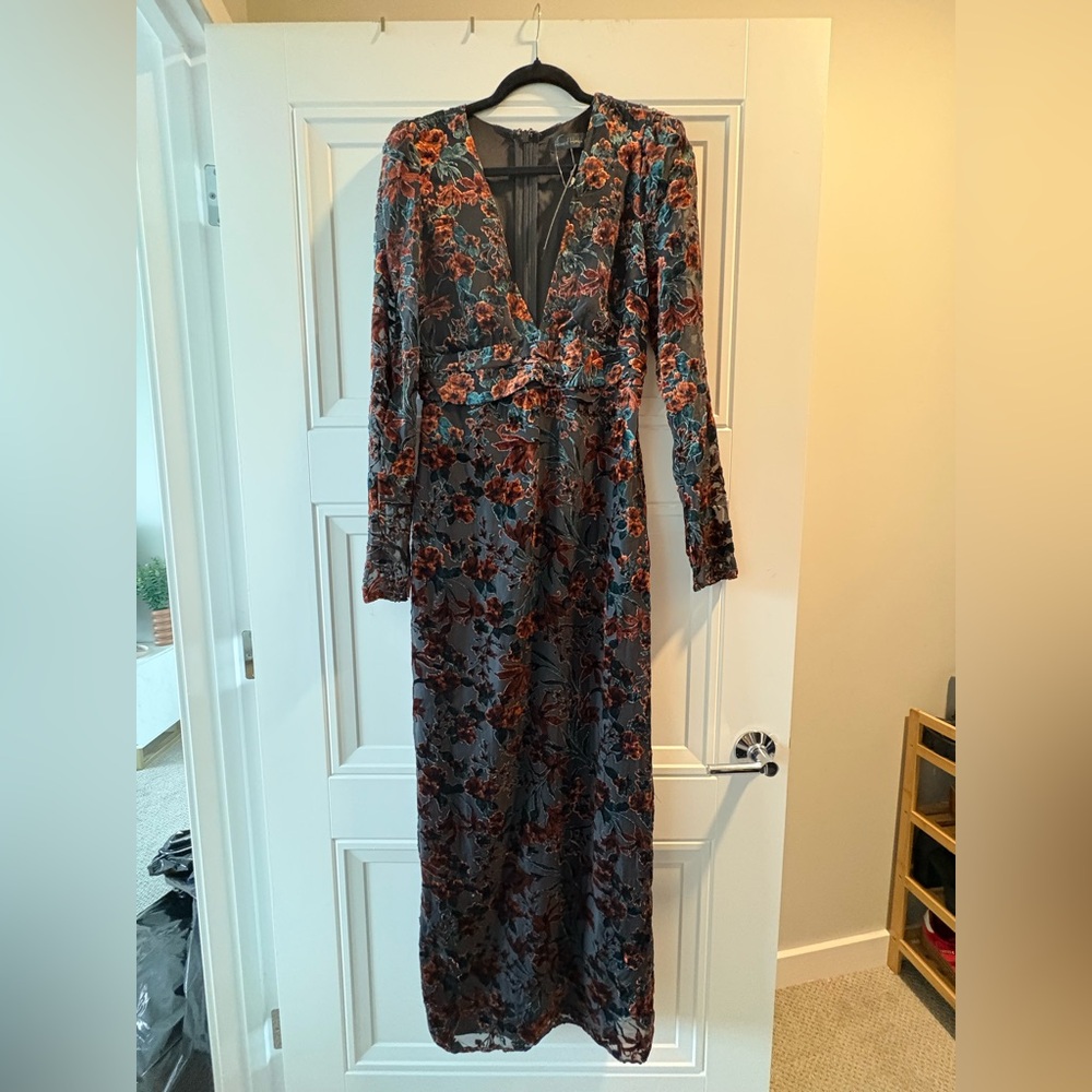 House Of Harlow Velvet Floral Long Sleeve Dress - NWT